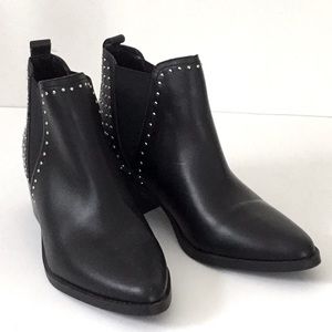 Dolce Vita Black Studded Leather Ankle Boots